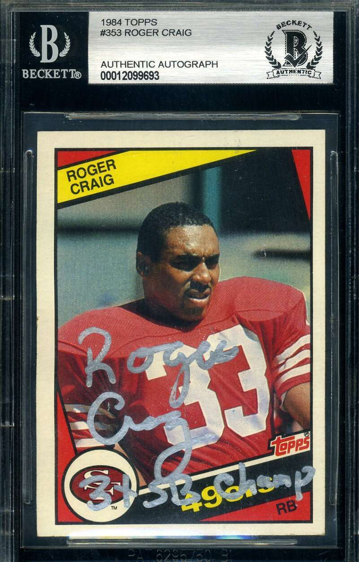 Roger Craig Beckett Signed 1984 Topps Rookie Autograph