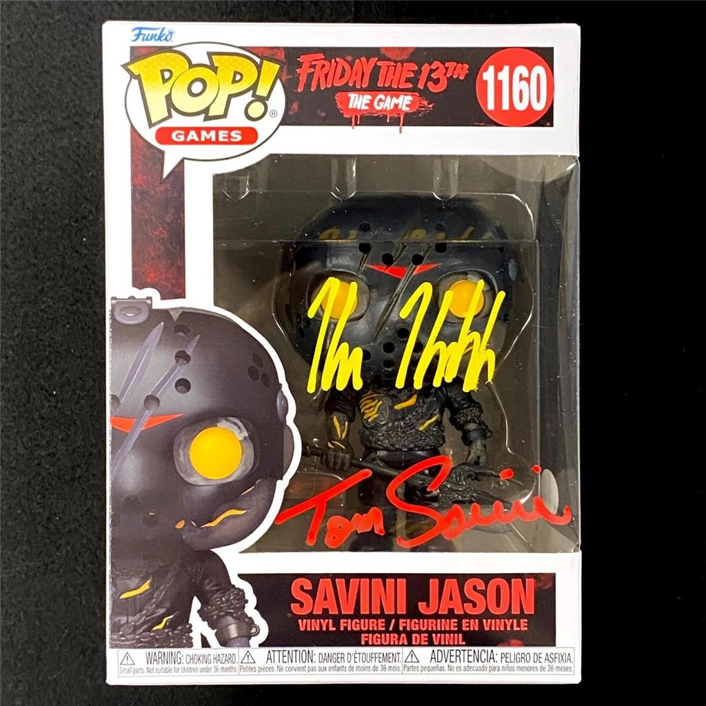 Kane Hodder & Tom Savini signed Jason Friday 13th Funko Pop! #1160 autograph JSA