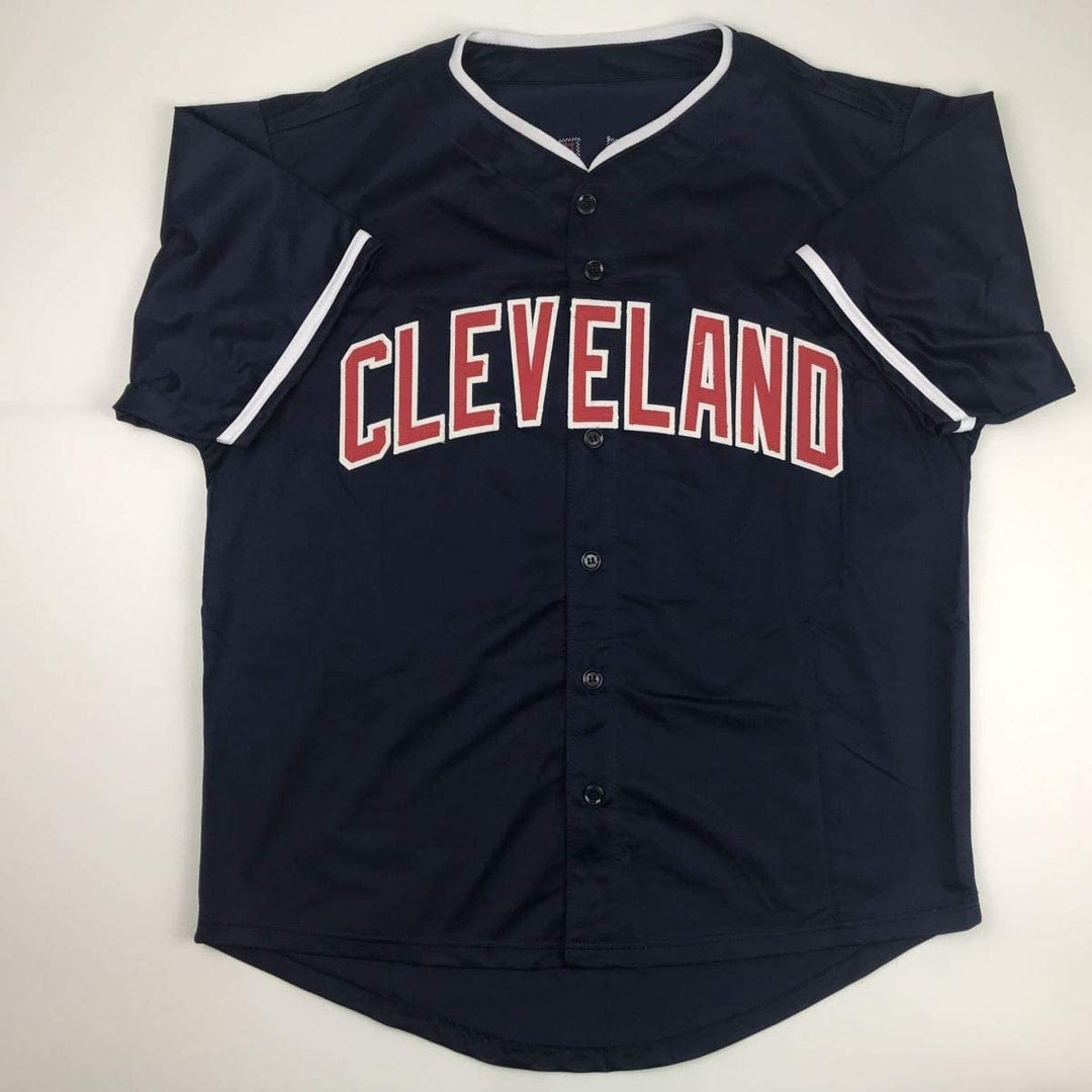 Autographed/Signed Jose Ramirez Cleveland Blue Jersey Beckett BAS COA