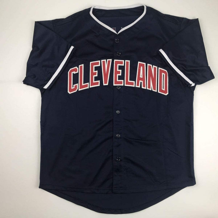 Autographed/Signed Jose Ramirez Cleveland Blue Jersey Beckett BAS COA