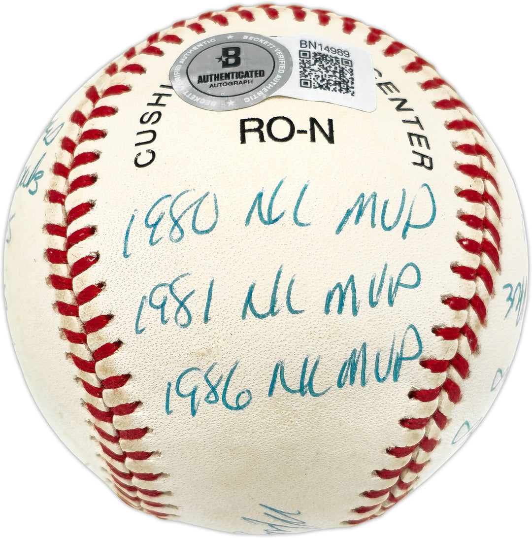 Mike Schmidt Signed NL Baseball Phillies Statball 16 Stats Beckett #BN14989