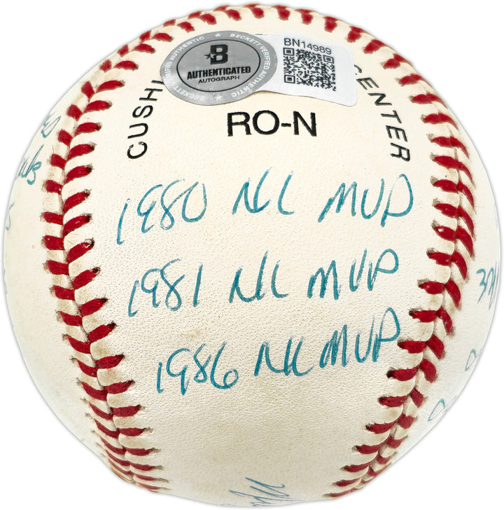 Mike Schmidt Signed NL Baseball Phillies Statball 16 Stats Beckett #BN14989