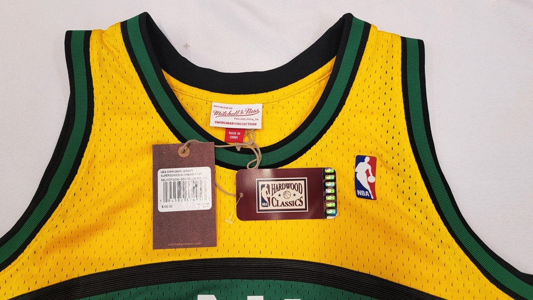 Supersonics Shawn Kemp Auto 1994-95 Mitchell & Ness Hardwood Classics Yellow