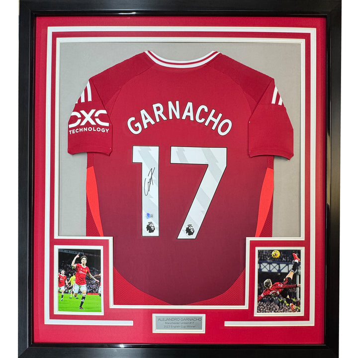 Framed Autographed/Signed Alejandro Garnacho 35x39 ManU Jersey Beckett BAS COA 3