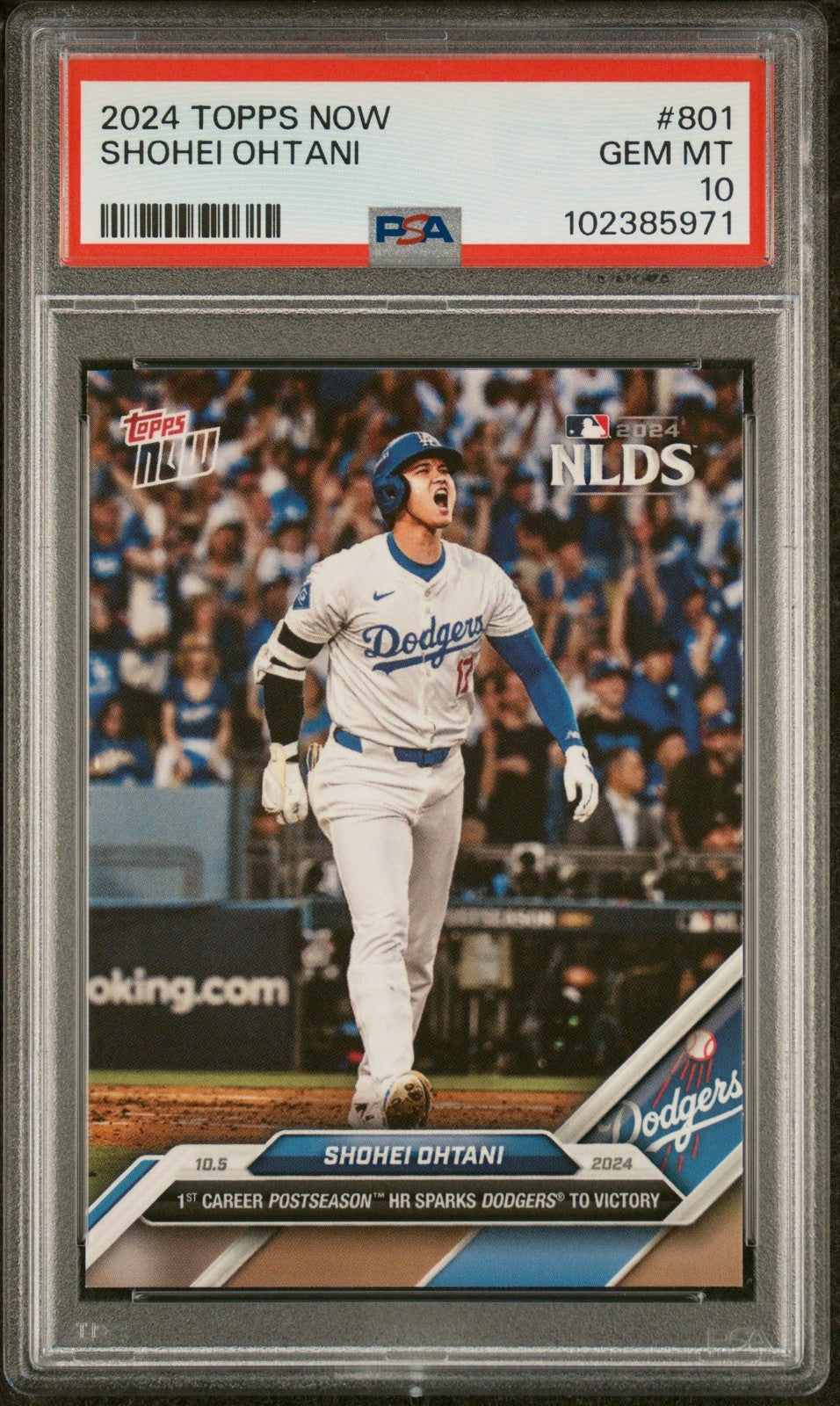 Graded 2024 Topps Now Shohei Ohtani #801 1st Post Season HR Card PSA 10