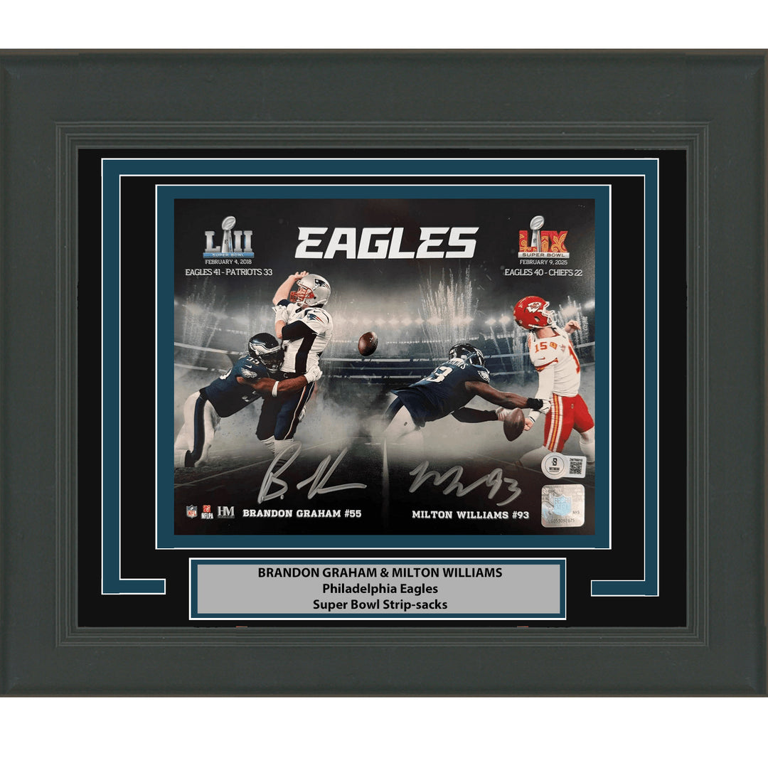 Framed Autographed Brandon Graham Milton Williams 8x10 Photo BAS COA