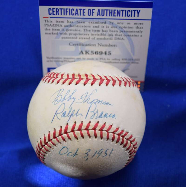 Bobby Thomson Ralph Branca PSA DNA Coa Autograph National League Sig