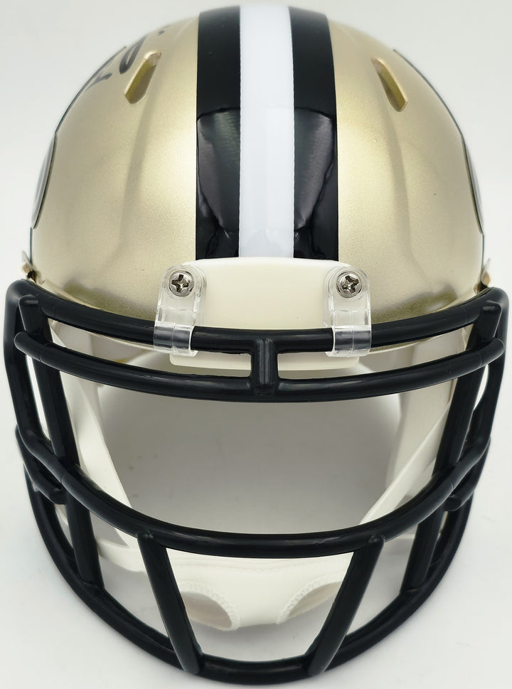 Ricky Williams Signed New Orleans Saints Gold Speed Mini Helmet JSA