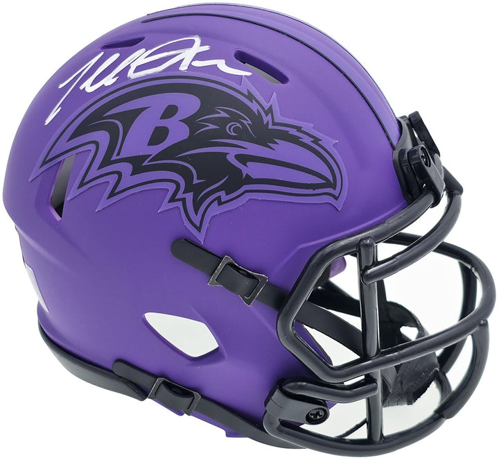Terrell Suggs Signed Baltimore Ravens Purple Speed Rave Mini Helmet Beckett Wit