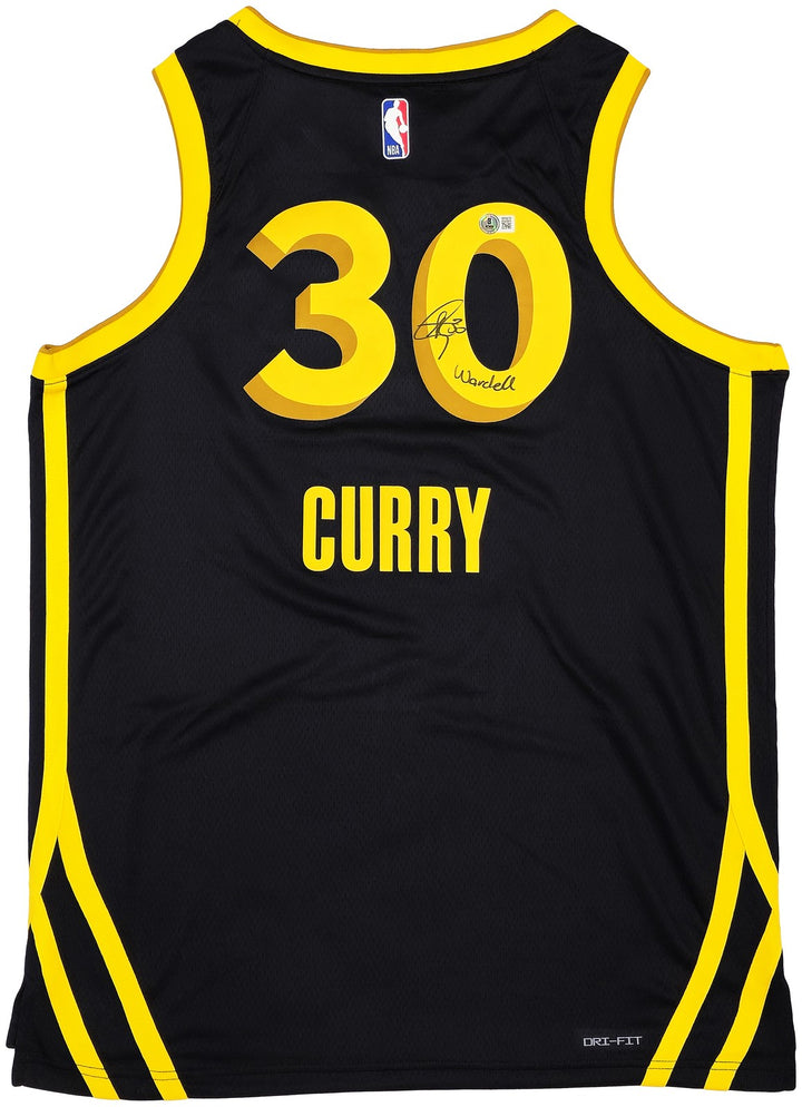 Warriors Stephen Curry Auto Black Nike Swingman City Edt Jersey 48 Wardell BAS