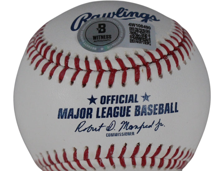 Deion Sanders Autographed/Signed Atlanta Braves OML Baseball Beckett WIT 53346