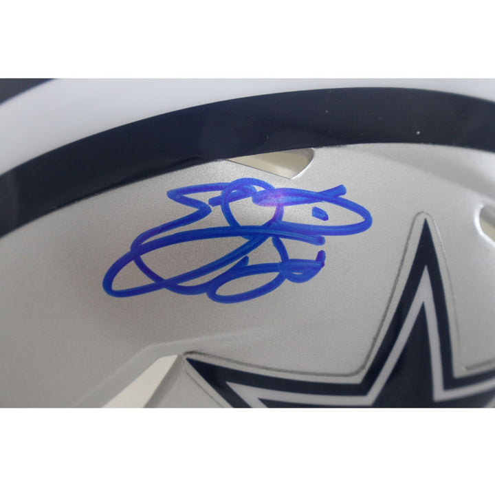 Emmitt Smith Autographed/Signed Dallas Cowboys Mini Helmet Beckett Witness 58226