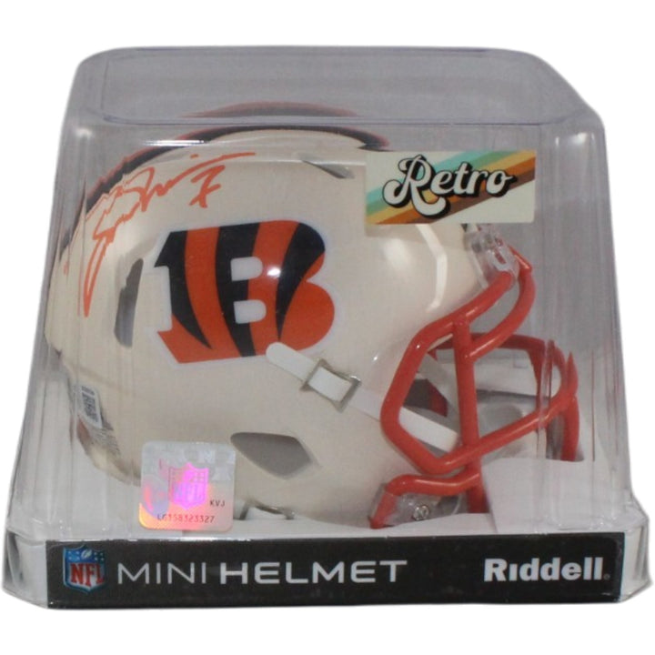 Boomer Esiason Autographed Cincinnati Bengals Retro Mini Helmet Beckett 56314
