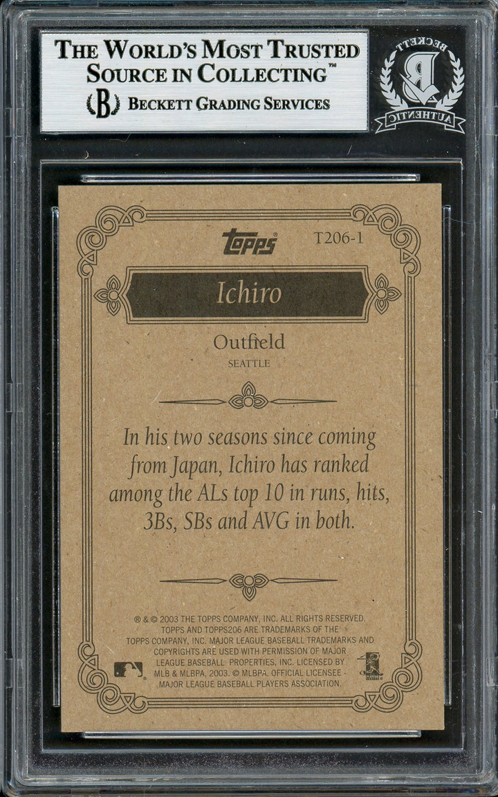 Ichiro Suzuki Signed 2002 Topps 206 Card #T206-1 Seattle Mariners Beckett BAS