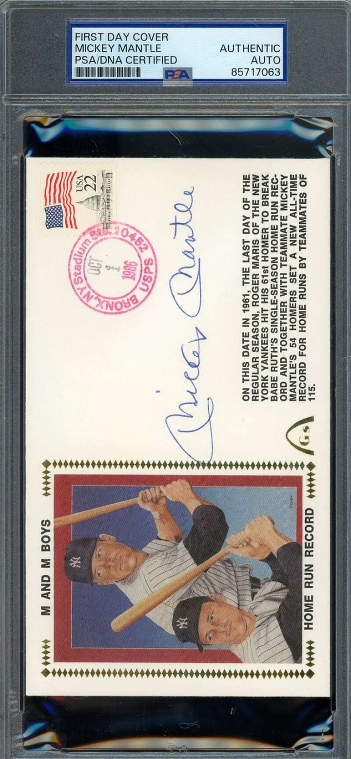 Mickey Mantle PSA DNA Signed 1986 First Day Cover Cache FDC Autograph