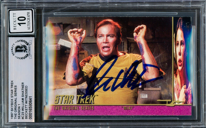 William Shatner Auto Signed 1997 Fleer Skybox Card C23 Star Trek Sig 10 Beckett