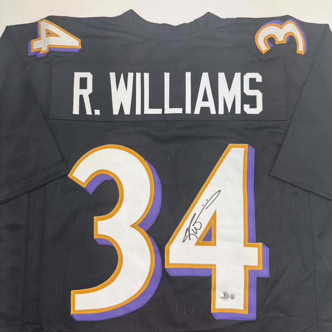Autographed/Signed Ricky Williams Baltimore Black Football Jersey Beckett COA
