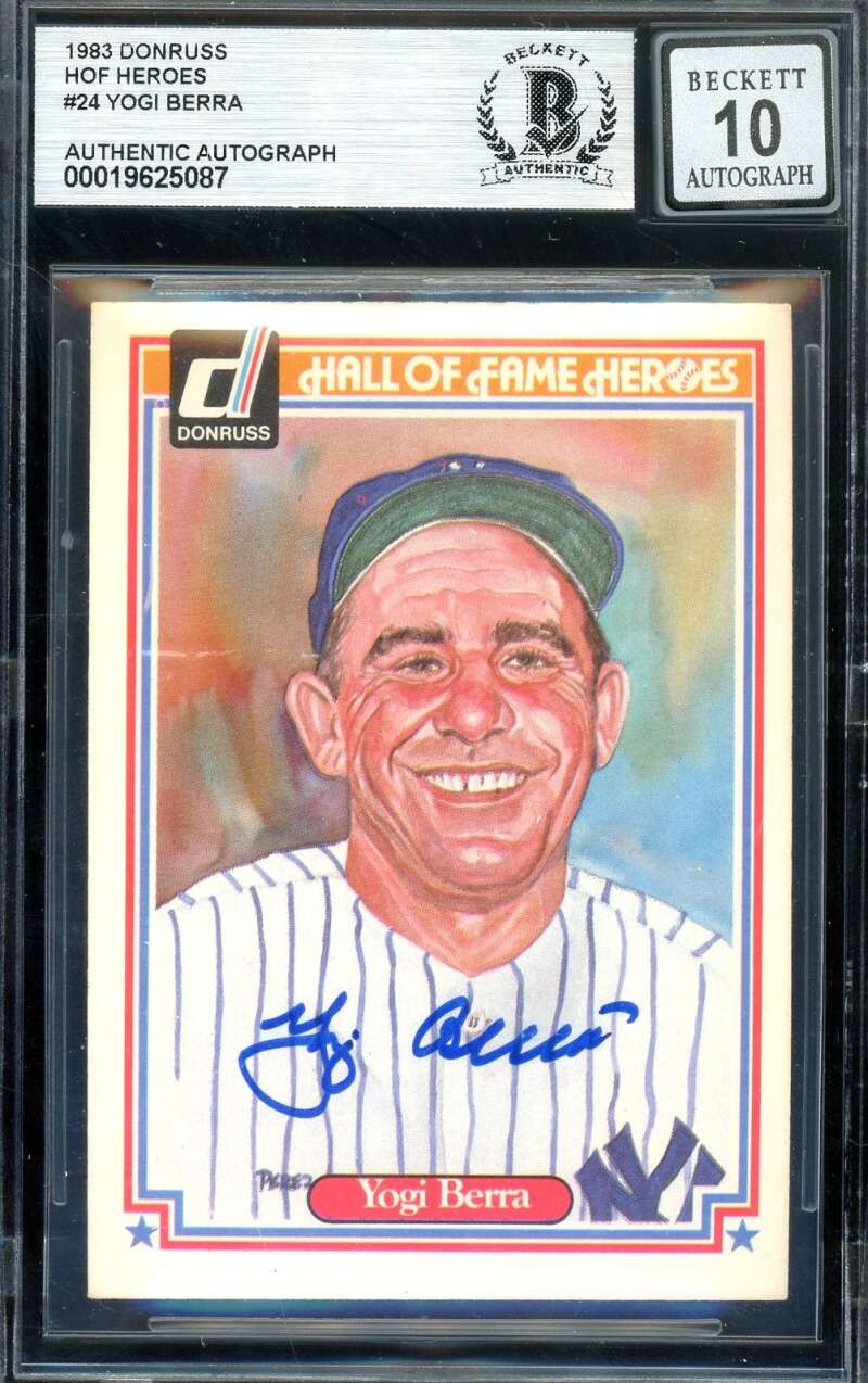 Yogi Berra Gem Mint 10 Beckett BAS Signed 1983 Donruss HOF Heroes Autograph