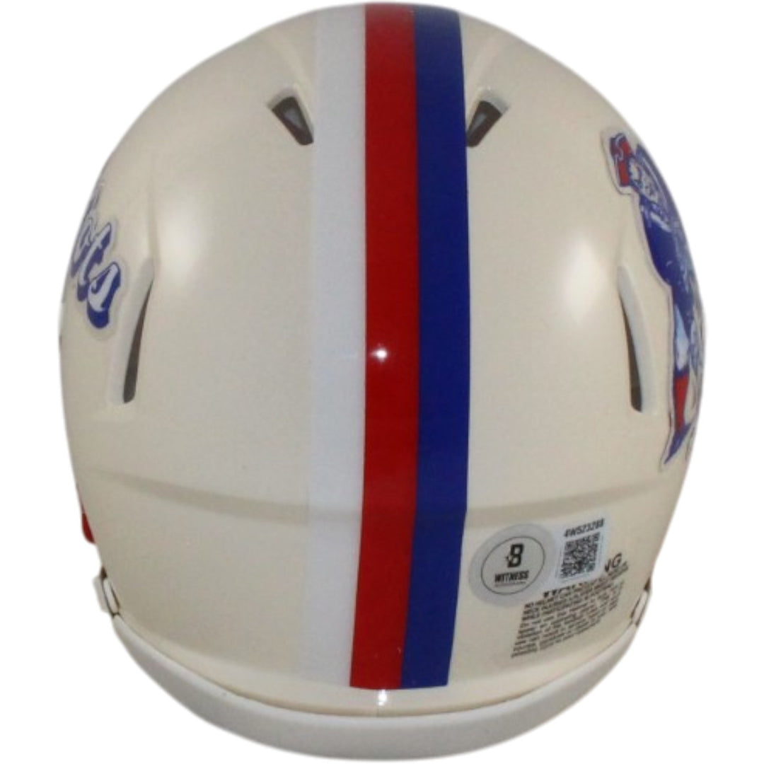 Randy Moss Autographed New England Patriots Retro Mini Helmet Beckett 56319