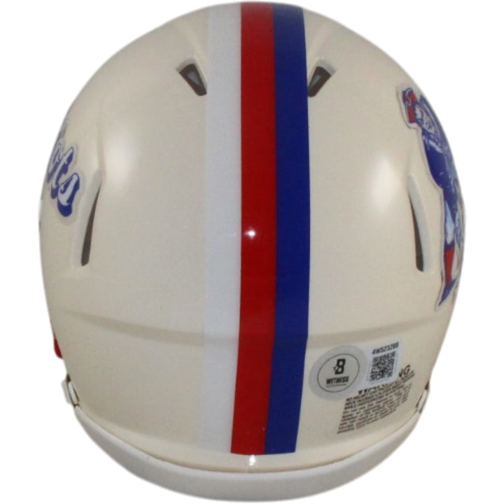 Randy Moss Autographed New England Patriots Retro Mini Helmet Beckett 56319