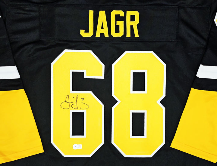Pittsburgh Penguins Jaromir Jagr Signed Black & Yellow Jersey Beckett Witness