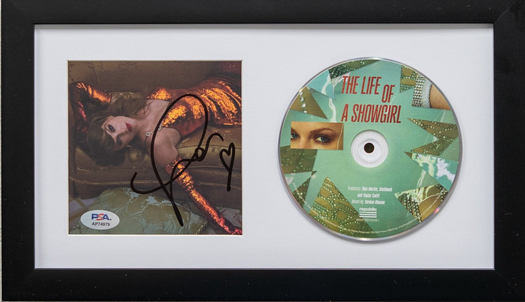 Taylor Swift Signed CD Cover Framed PSA/DNA The Life of a Showgirl