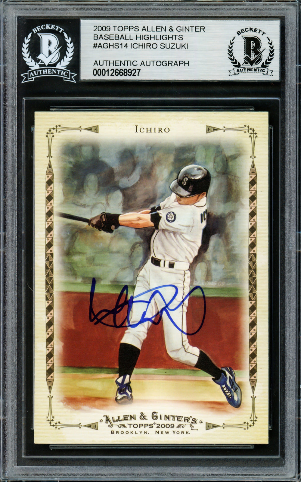 Ichiro Suzuki Signed 2009 Topps Allen & Ginter Card AGHS14 Mariners Beckett