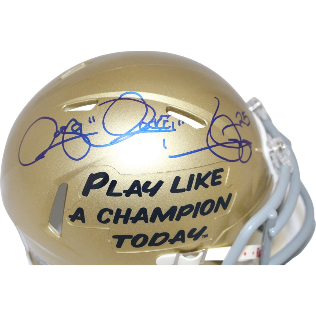 Rocket Ismail Signed Notre Dame Fighting Irish PLAC Mini Helmet Beckett 43028