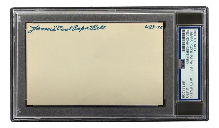 Cool Papa Bell Signed Index Card Pittsburgh Crawfords 6-23-75 PSA/DNA