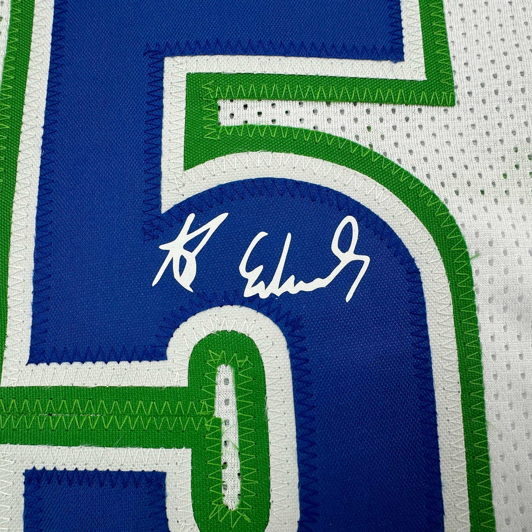 Facsimile Autographed Anthony Edwards Minnesota White Reprint Jersey Men's XL