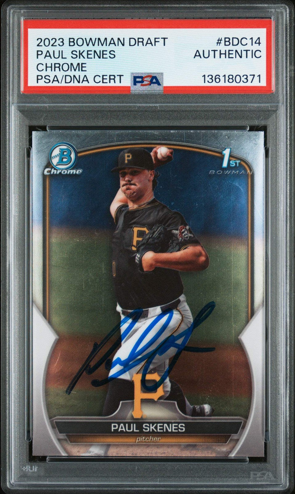 Graded 2023 Bowman Draft Paul Skenes BDC14 Chrome Rookie Card PSA Authentic Auto