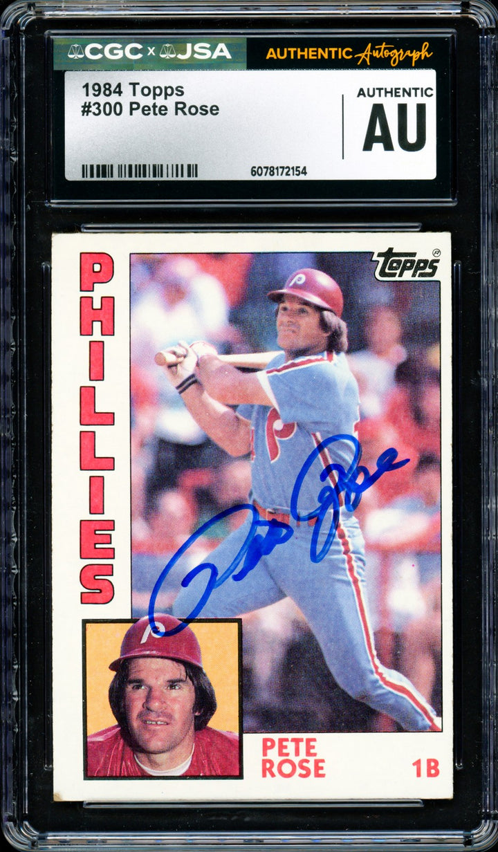 Pete Rose Autographed Signed 1984 Topps Card 300 Philadelphia Phillies CGC x JSA