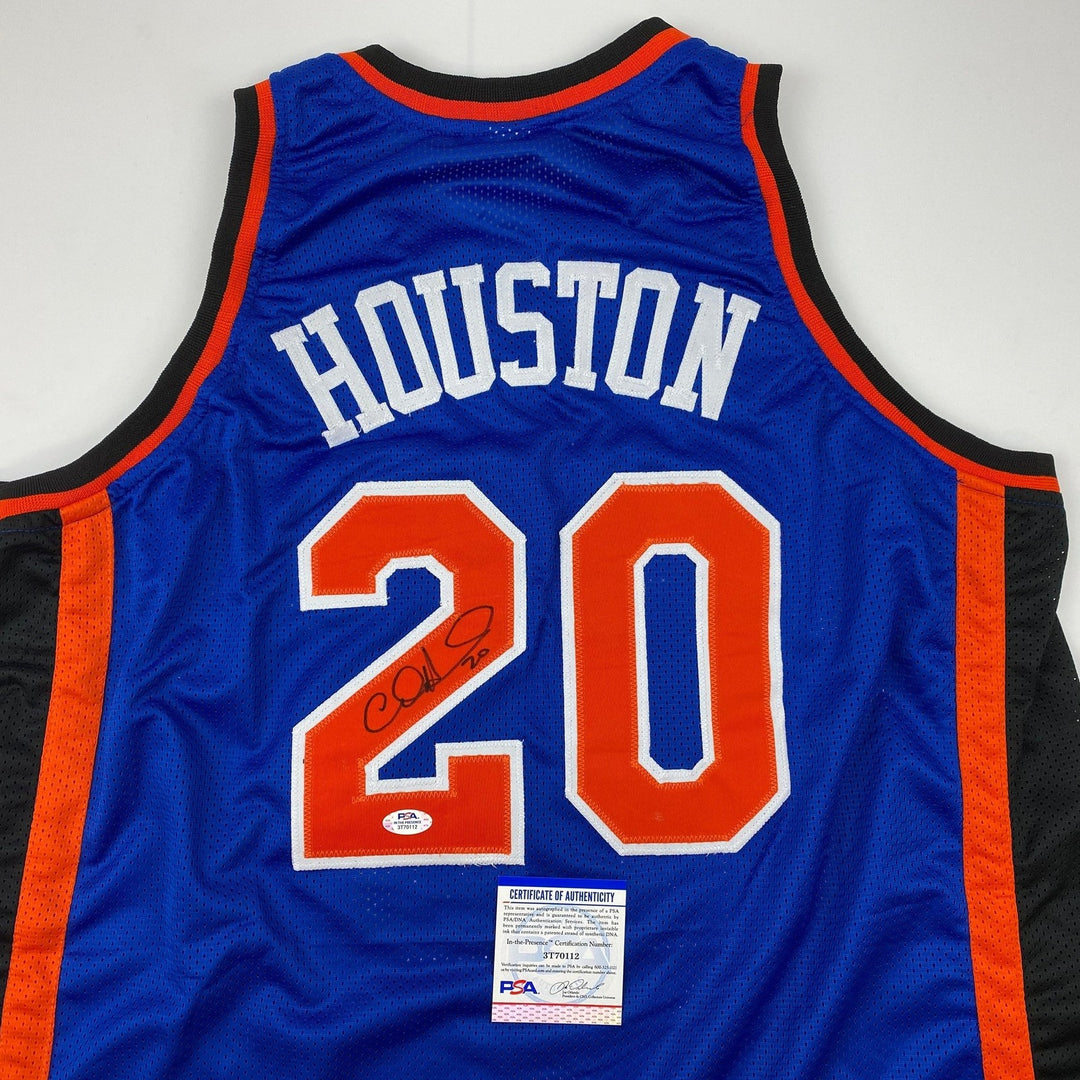Autographed/Signed Allan Houston New York Blue Jersey PSA/DNA COA