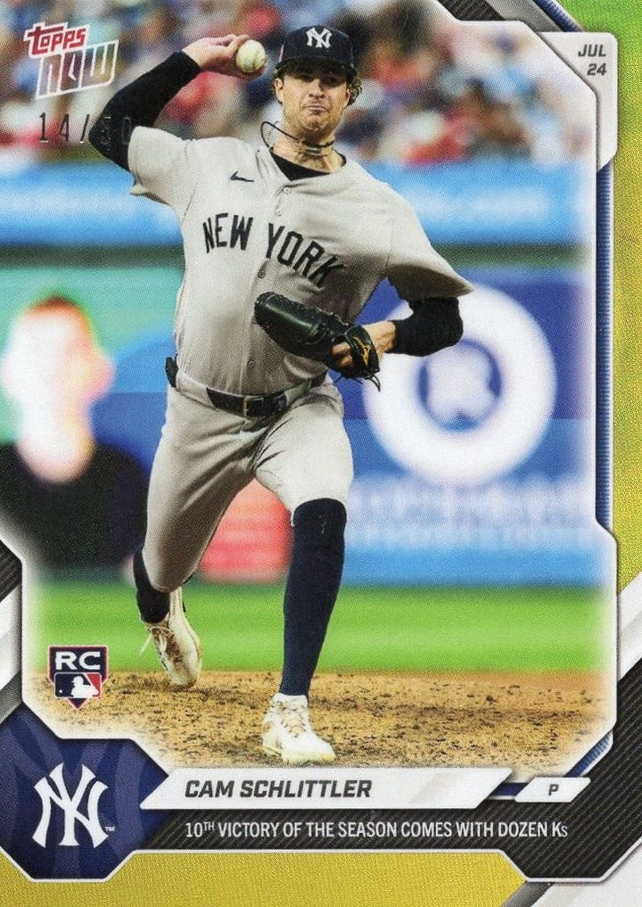 2026 Topps Now Cam Schlittler #483 Gold Foil /50 Rookie RC Baseball Card
