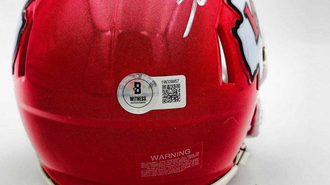 George Karlaftis Signed Chiefs Red Speed Mini Helmet "2x SB Champs" Beckett Wit