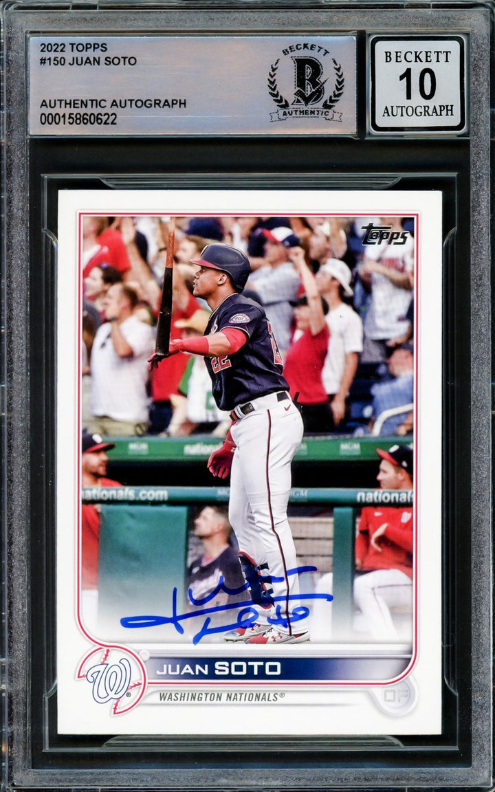 Juan Soto Signed 2022 Topps Card #150 New York Mets Auto GM 10 Beckett