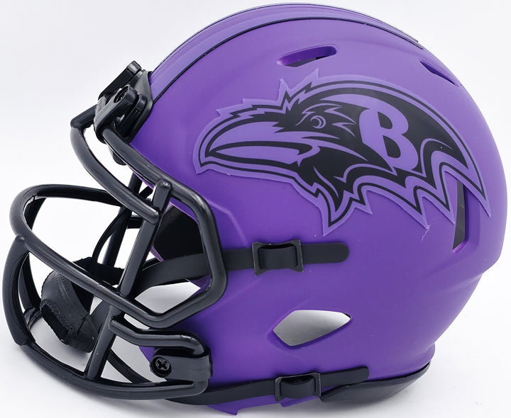 Terrell Suggs Signed Baltimore Ravens Purple Speed Rave Mini Helmet Beckett Wit