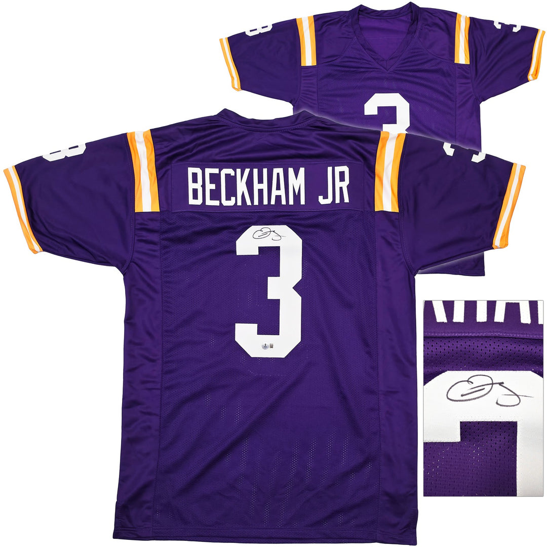 LSU Tigers Odell Beckham Jr. Signed Purple Jersey Beckett Witness
