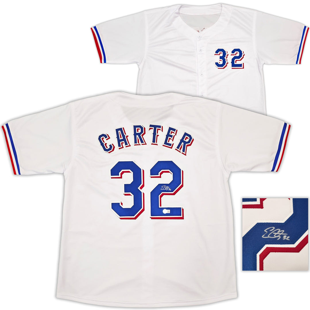 Texas Rangers Evan Carter Signed White Jersey Beckett Witness