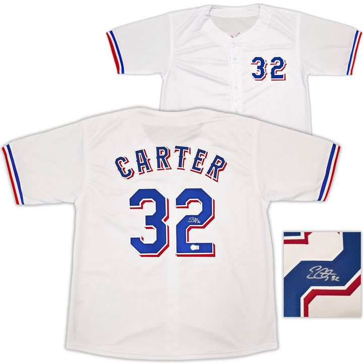 Texas Rangers Evan Carter Signed White Jersey Beckett Witness