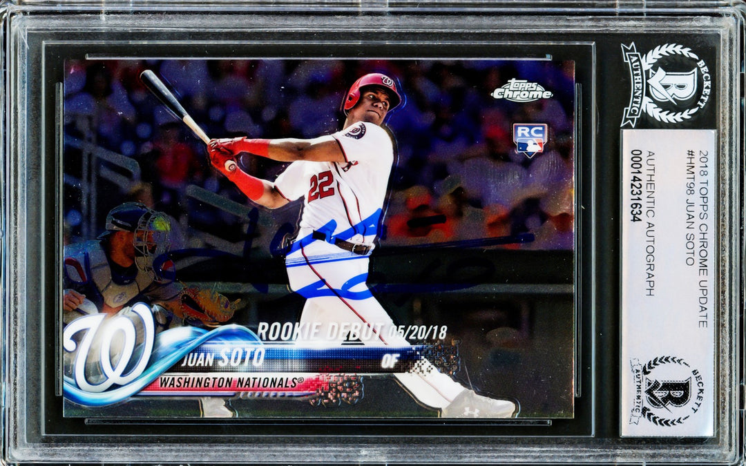 Juan Soto Signed 2018 Topps Chrome Update RC HMT98 Mets Beckett #14231634