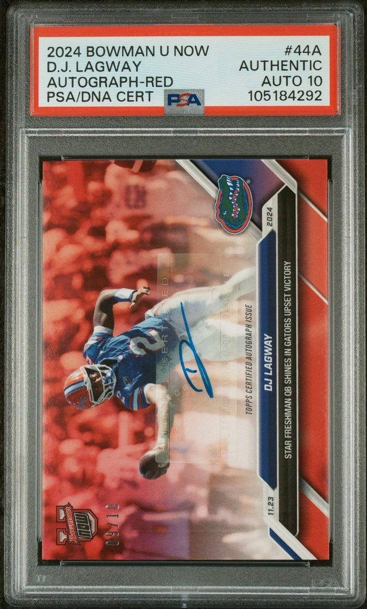 Graded 2024 Bowman U Now DJ Lagway #44A Red /10 Football Card PSA Auto Grade 10