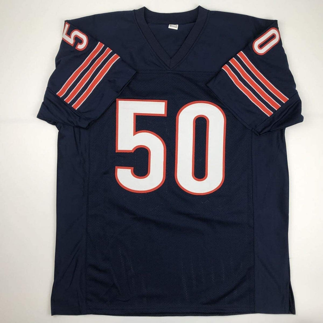 Autographed/Signed MIKE SINGLETARY HOF 98 Chicago Blue Football Jersey JSA COA