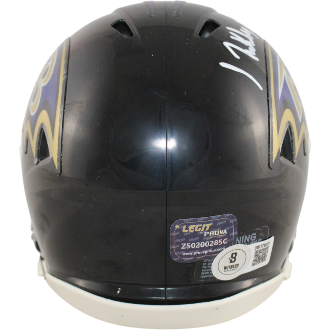 Isiah Likely Autographed Baltimore Ravens Mini Helmet Beckett Witness 51863