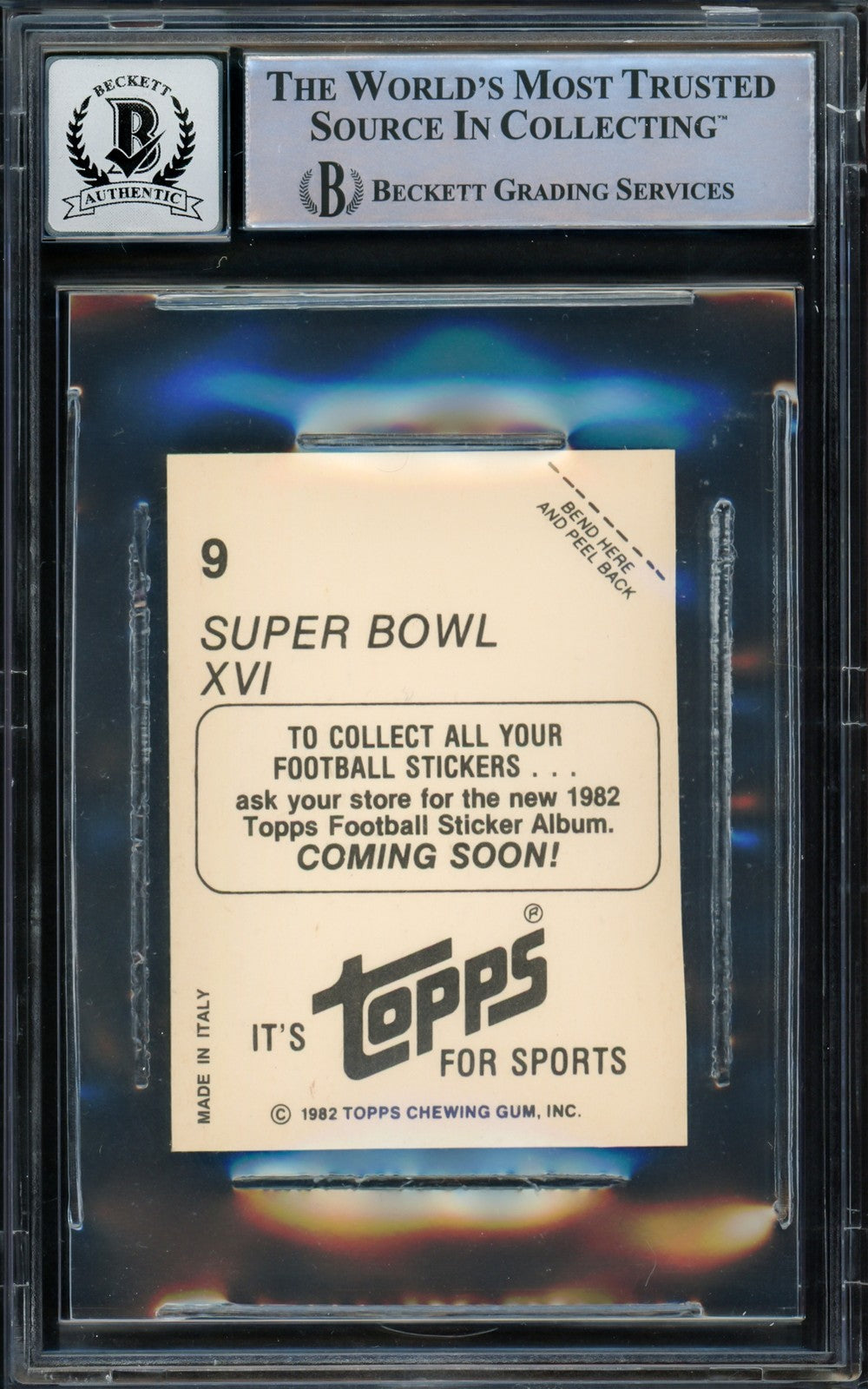 Joe Montana Auto 1982 Topps Coming Soon Stickers Card 9 49ers Auto GM 10 Beckett
