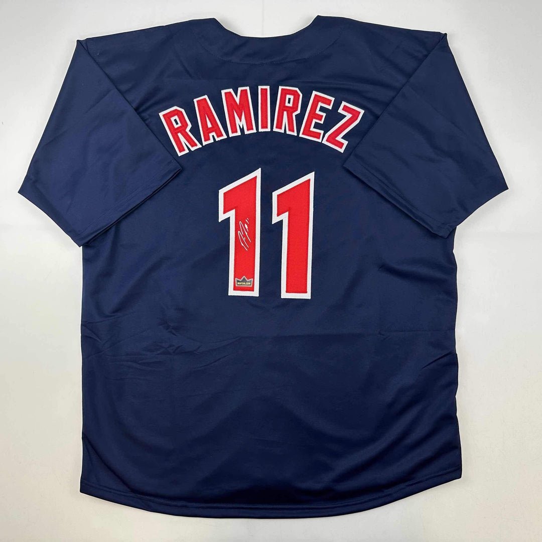 Facsimile Autographed Jose Ramirez Cleveland Blue Reprint Auto Jersey Men's XL