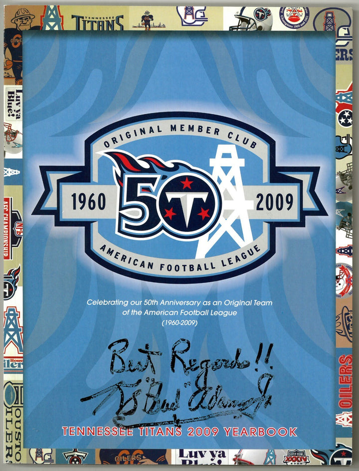K. S. "Bud" Adams Jr Signed 2009 Tennessee Titans 50TH ANV Yearbook (RARE) - BAS