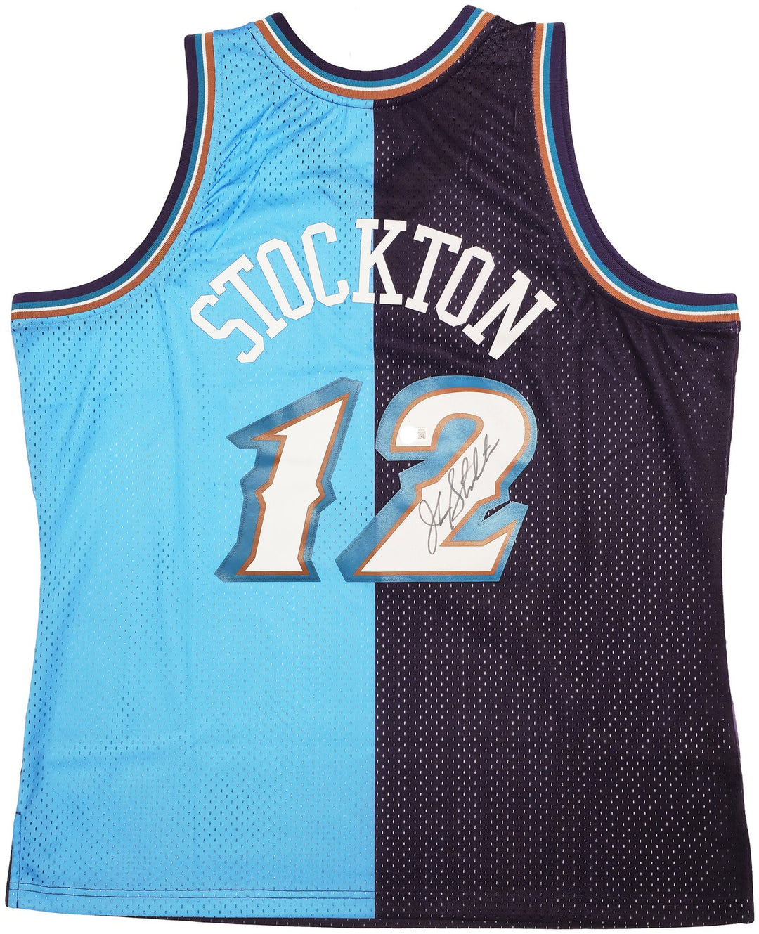 Jazz John Stockton Auto Blue Auth Mitchell Ness 96 HWC Swingman Split Jersey BAS