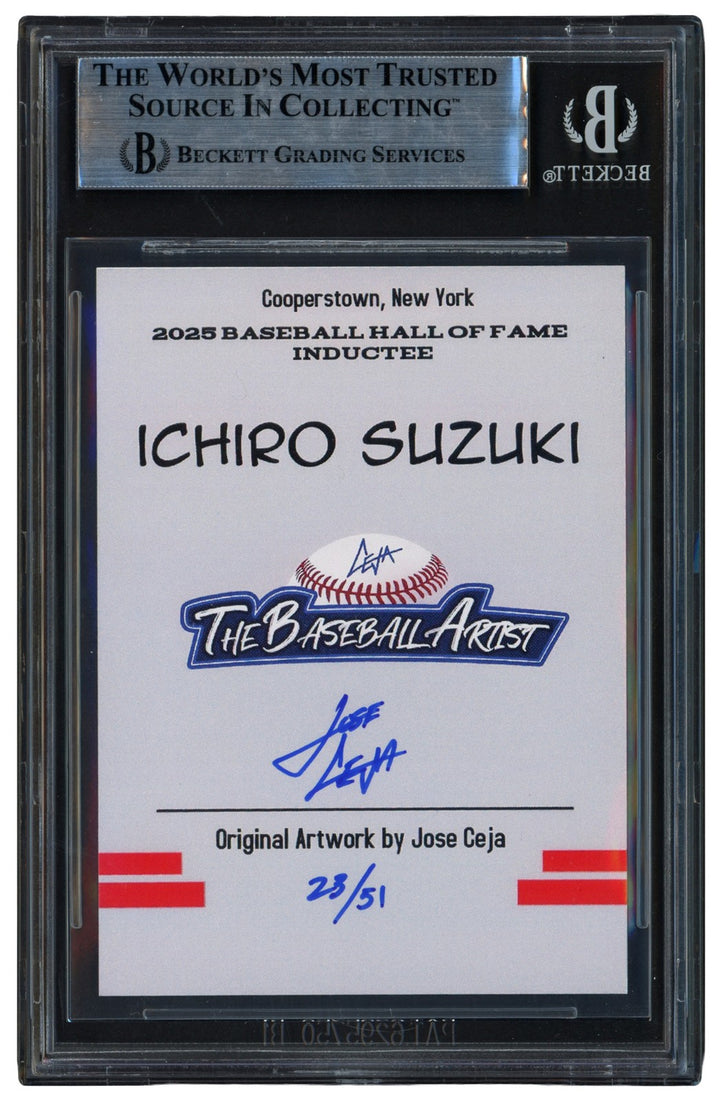 Ichiro Suzuki Signed 2025 HOF Card Mariners Artist Jose Ceja #/51 Beckett