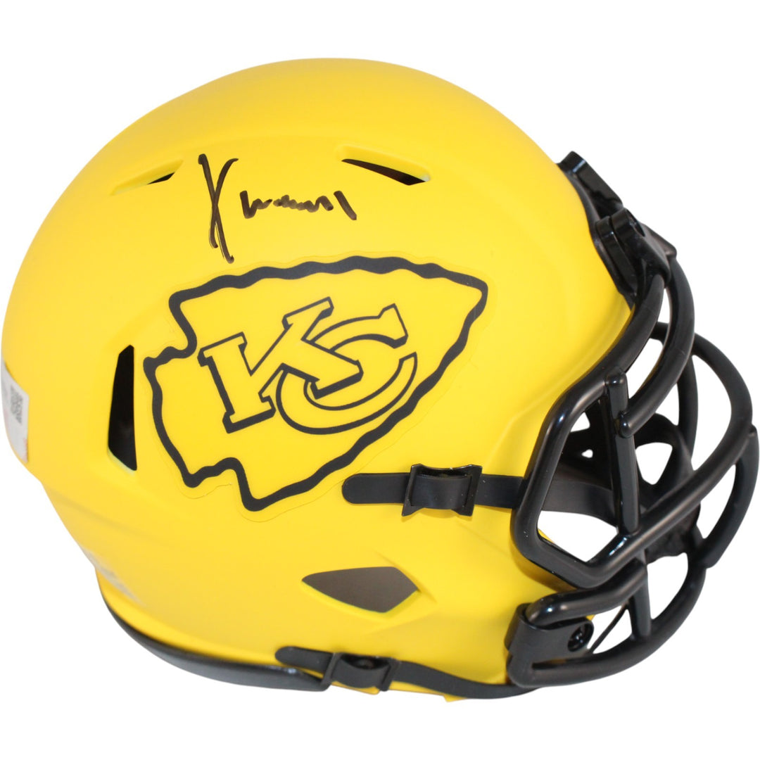 Xavier Worthy Autographed Kansas City Chiefs Rave Mini Helmet Fanatics 51717